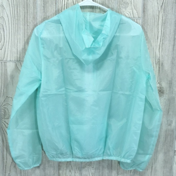 LIGHT Turquoise Sheer Lightweight Zip Hoodie Jacket Small-Medium - Picture 5 of 7